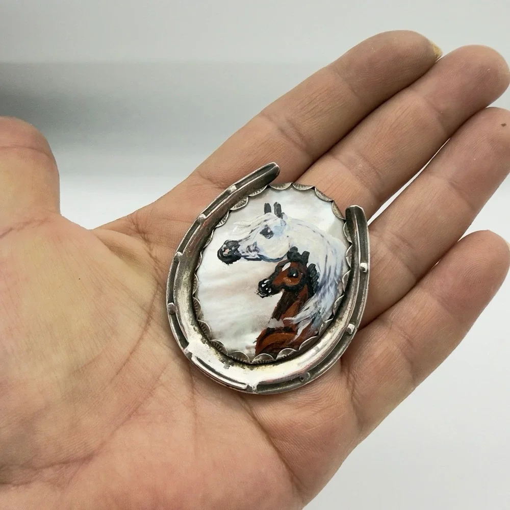Antique Victorian Sterling Silver Pendant Converted Vesta Case Equestrian Read